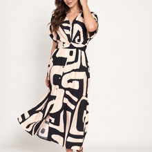 Load image into Gallery viewer, Connie Geometric Print Dress in Black & Cream