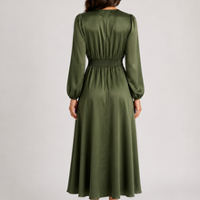 Load image into Gallery viewer, Kirra Satin Midi Dress in Olive