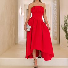 Load image into Gallery viewer, Destiny Strapless Ruffle Dress in Black or Red