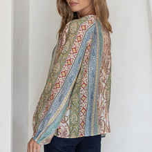 Load image into Gallery viewer, Malta Top in Blue/Green Paisley
