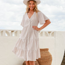 Load image into Gallery viewer, Rosalie Dress in Grey Stripe