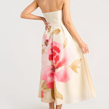 Load image into Gallery viewer, Symona Strapless Floral Dress