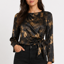 Load image into Gallery viewer, Suzie Satin Tie Top in Black Print