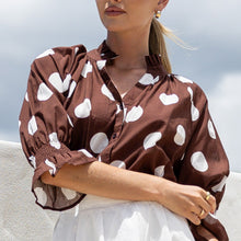 Load image into Gallery viewer, Amelia Polka Dot Shirt in Chocolate
