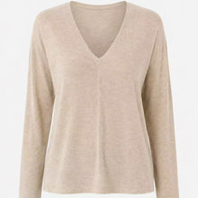 Load image into Gallery viewer, Bessy V Neck Knit Top in Beige
