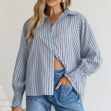 Load image into Gallery viewer, Bianca Stripe Shirt in Blue and Chocolate
