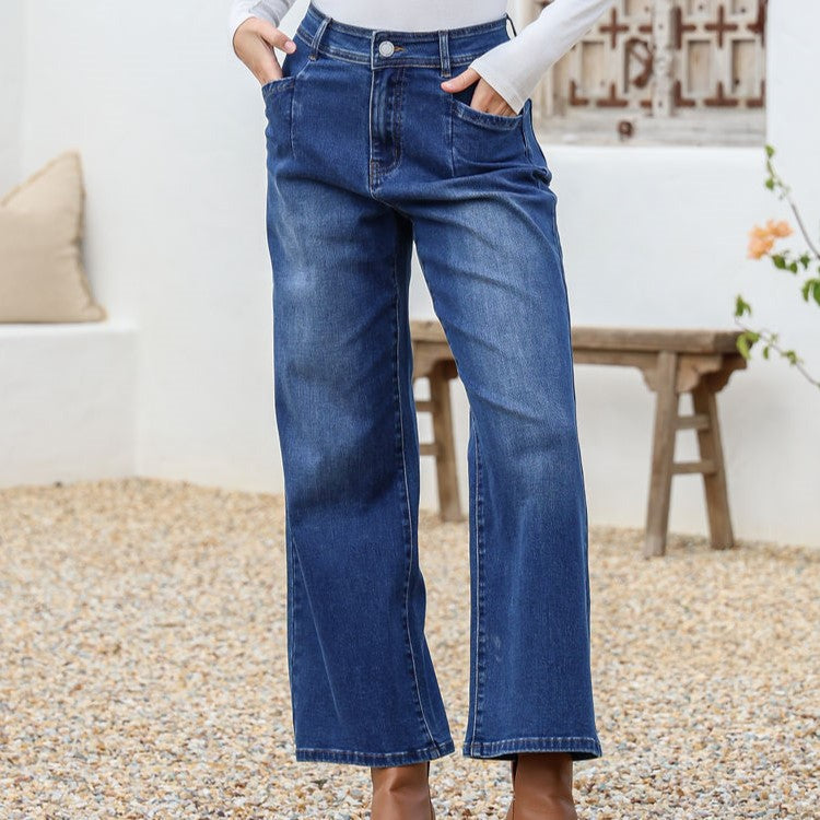 High Waisted Sister Jean in Dark Washed Denim