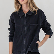Load image into Gallery viewer, Zarah Zip Front Denim Jacket in Black
