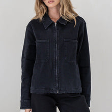 Load image into Gallery viewer, Zarah Zip Front Denim Jacket in Black
