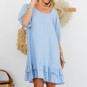 Dee Dee Drop Hem Dress in Blue