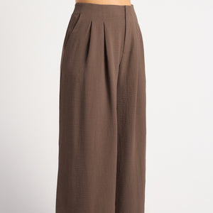 Delaney Pleat Pant in Chocolate