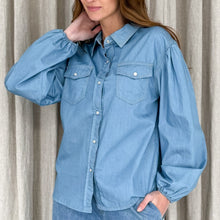 Load image into Gallery viewer, Haven Chambray Shirt with Blouson Sleeve
