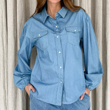 Load image into Gallery viewer, Haven Chambray Shirt with Blouson Sleeve
