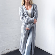 Load image into Gallery viewer, Sarah Long Cable Knit Cardigan in Grey
