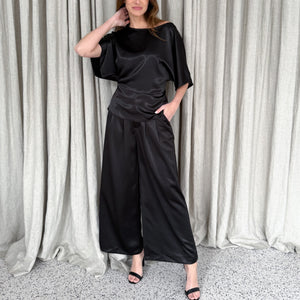 Kendall Satin Pant in Black