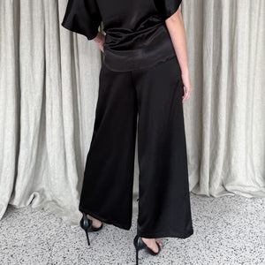 Kendall Satin Pant in Black