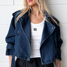 Load image into Gallery viewer, Kora Cropped Trench in Denim
