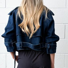 Load image into Gallery viewer, Kora Cropped Trench in Denim
