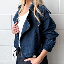 Load image into Gallery viewer, Kora Cropped Trench in Denim
