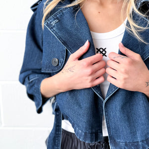 Kora Cropped Trench in Denim