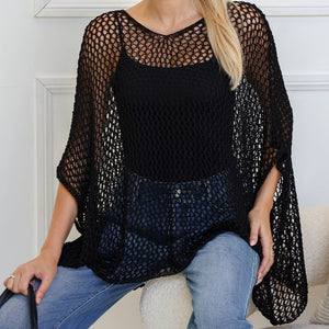 Lisa Mesh Poncho in Black or Oatmeal