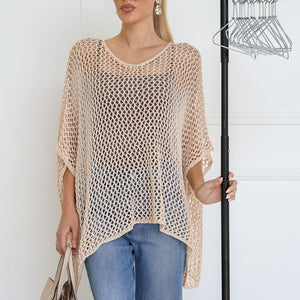 Lisa Mesh Poncho in Black or Oatmeal