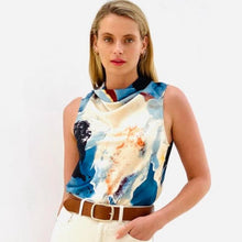 Load image into Gallery viewer, Lynda High Neck Tie Top - Blue
