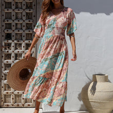 Load image into Gallery viewer, Penny Patchwork Button Maxi Dress
