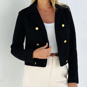 Phoebe Cropped Gold Button Coat