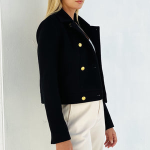 Phoebe Cropped Gold Button Coat