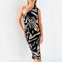 Load image into Gallery viewer, Presley One Shoulder Tribal Print Dress
