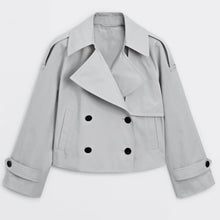 Load image into Gallery viewer, Sherry Cropped Trench Jacket in Light Grey
