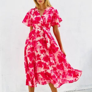 Sia Dress in Fuscia Floral