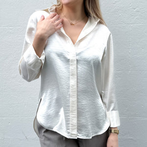 Sira Satin Feel Shirt in Pearl