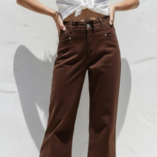 Load image into Gallery viewer, High Waisted Sister Jean in Chocolate Brown
