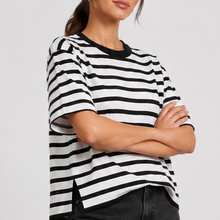 Load image into Gallery viewer, Amanda Stripe T Shirt in Black &amp; Cream

