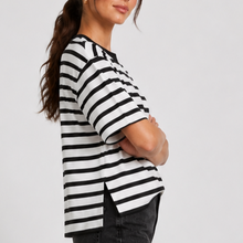 Load image into Gallery viewer, Amanda Stripe T Shirt in Black &amp; Cream
