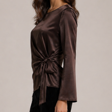 Load image into Gallery viewer, Suzie Satin Tie Top Dark Chocolate
