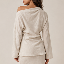 Load image into Gallery viewer, Andrea Bias Cut Cowl Neck Top in Stone
