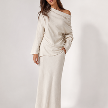 Load image into Gallery viewer, Andrea Bias Cut Cowl Neck Top in Stone
