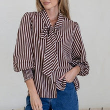 Load image into Gallery viewer, Anita Stripe Shirt with Neck Tie
