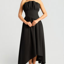 Load image into Gallery viewer, Destiny Strapless Ruffle Dress in Black or Red
