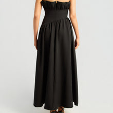 Load image into Gallery viewer, Destiny Strapless Ruffle Dress in Black or Red
