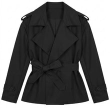 Load image into Gallery viewer, Teagan Cropped Trench Coat in Black
