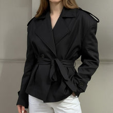 Load image into Gallery viewer, Teagan Cropped Trench Coat in Black
