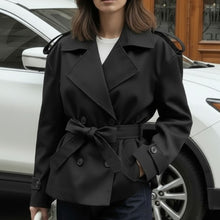 Load image into Gallery viewer, Teagan Cropped Trench Coat in Black
